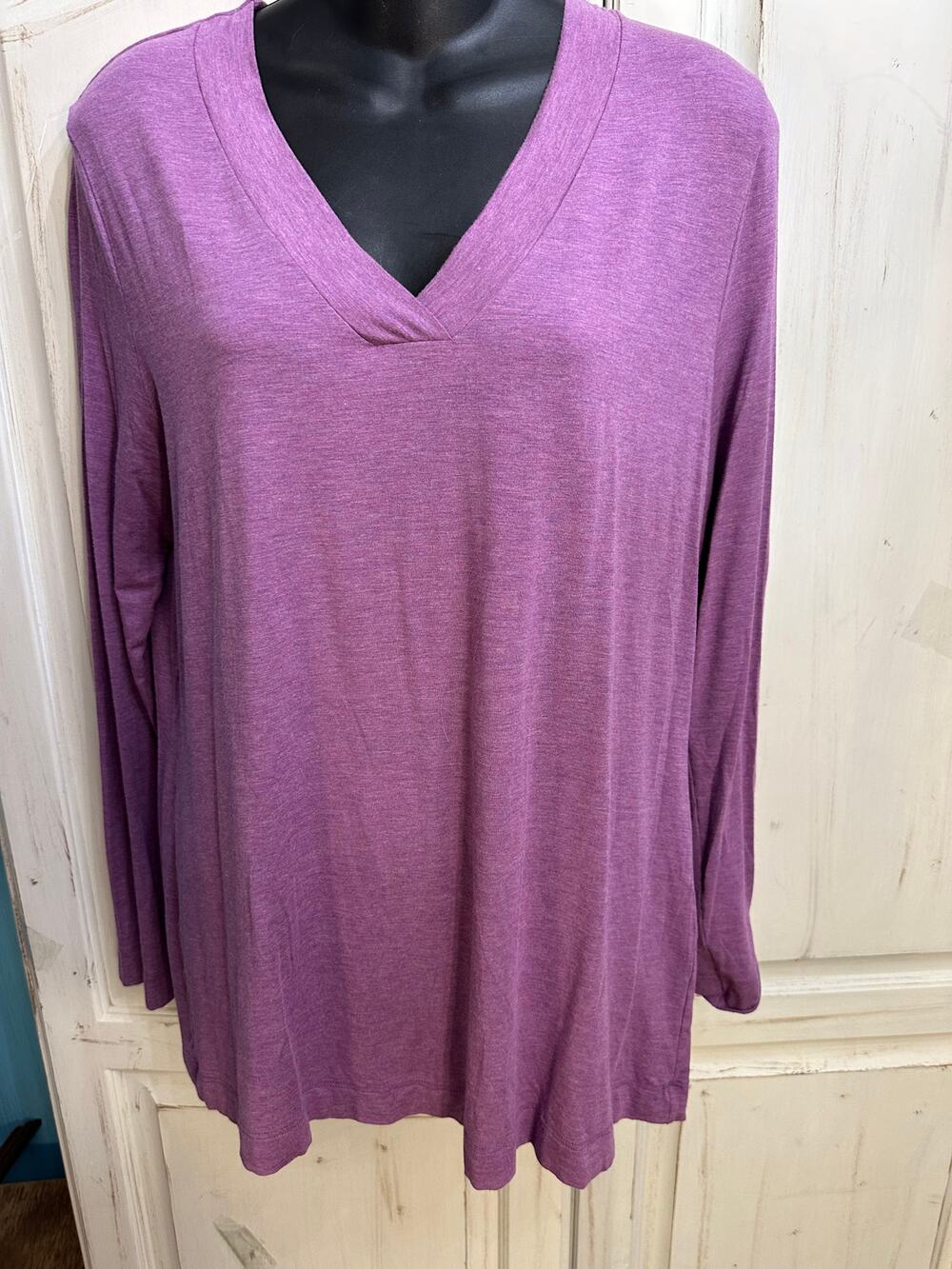 HANRO OF SWITZERLAND LAVENDER LONG SLEEVE TOP TUNIC S LOUNGEWEAR